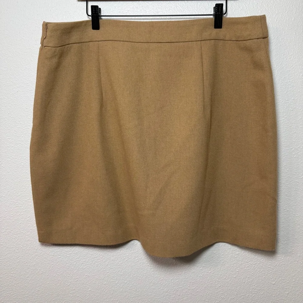 Nine West Women XXL Camel Tan Wool Blend Fall Textured Business Mini Skirt